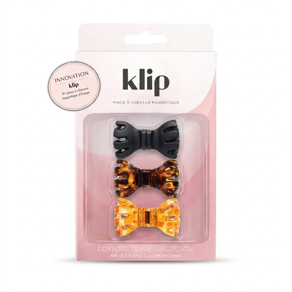 Klip Papillon Leopard - Barette aimantée - Lot de 3