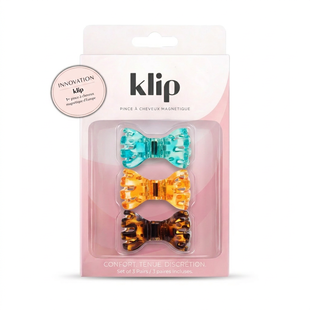 Klip Papillon Orange - Barette aimantée - Lot de 3